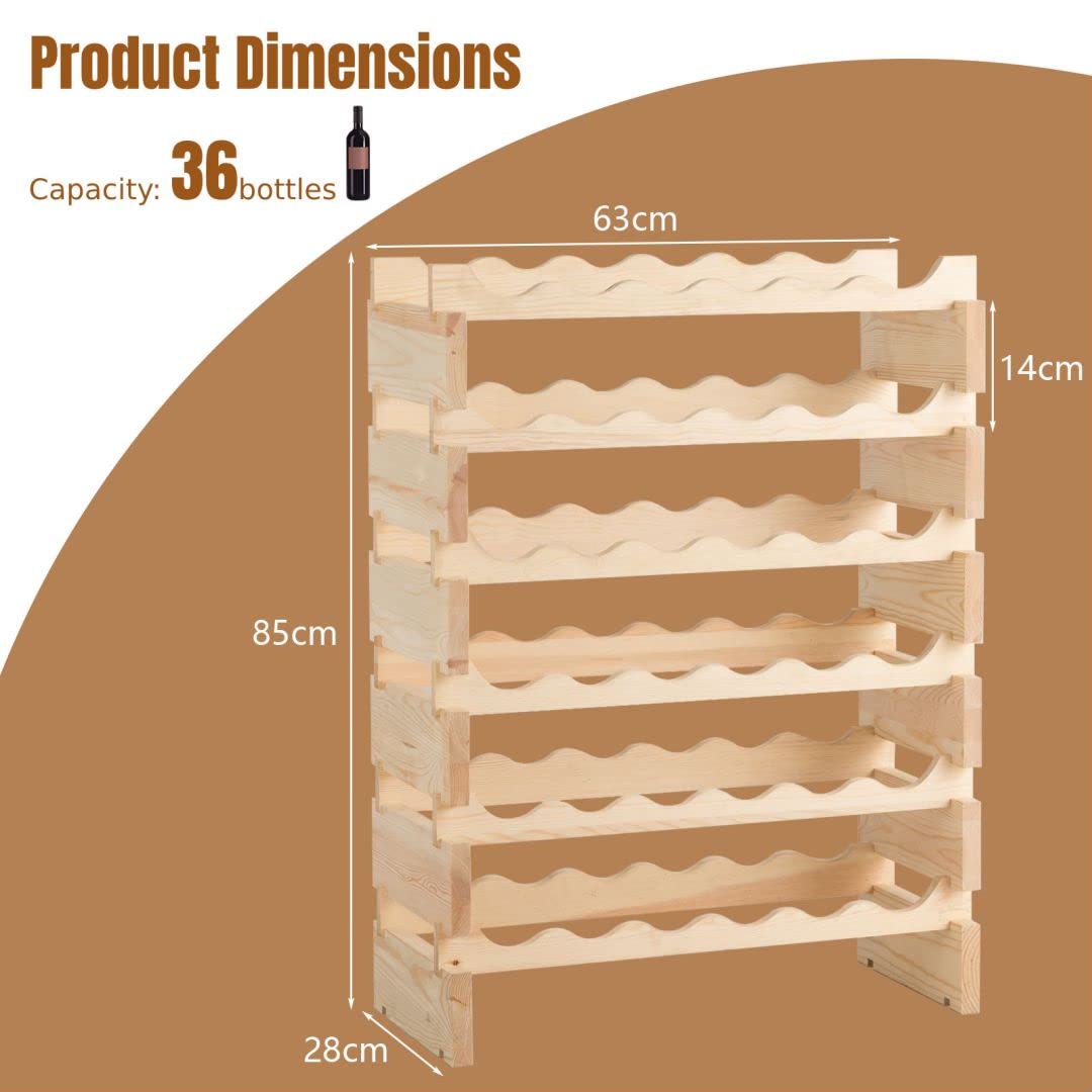 6 Tier Wine Rack with stackable Design for 36 Bottle