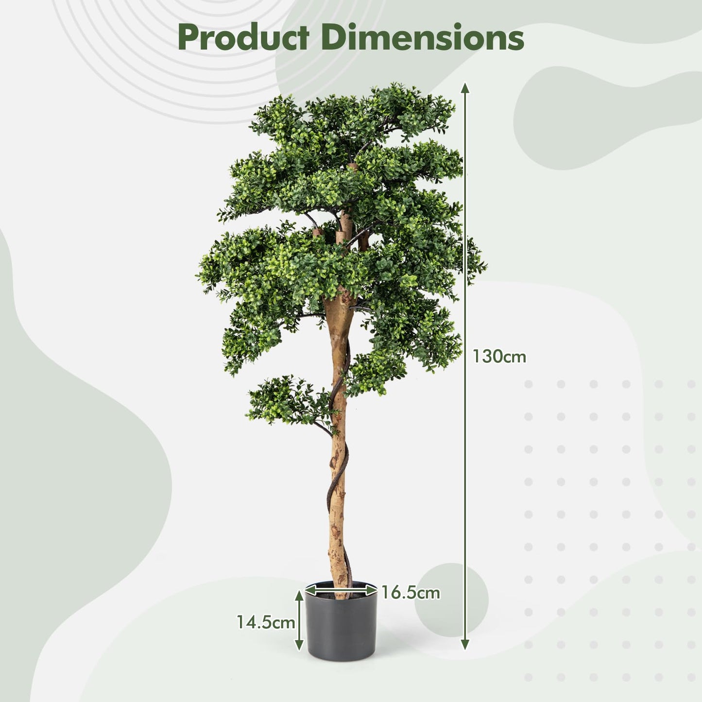 Artificial Boxwood Topiary Tree Potted Plants with PE Leaves