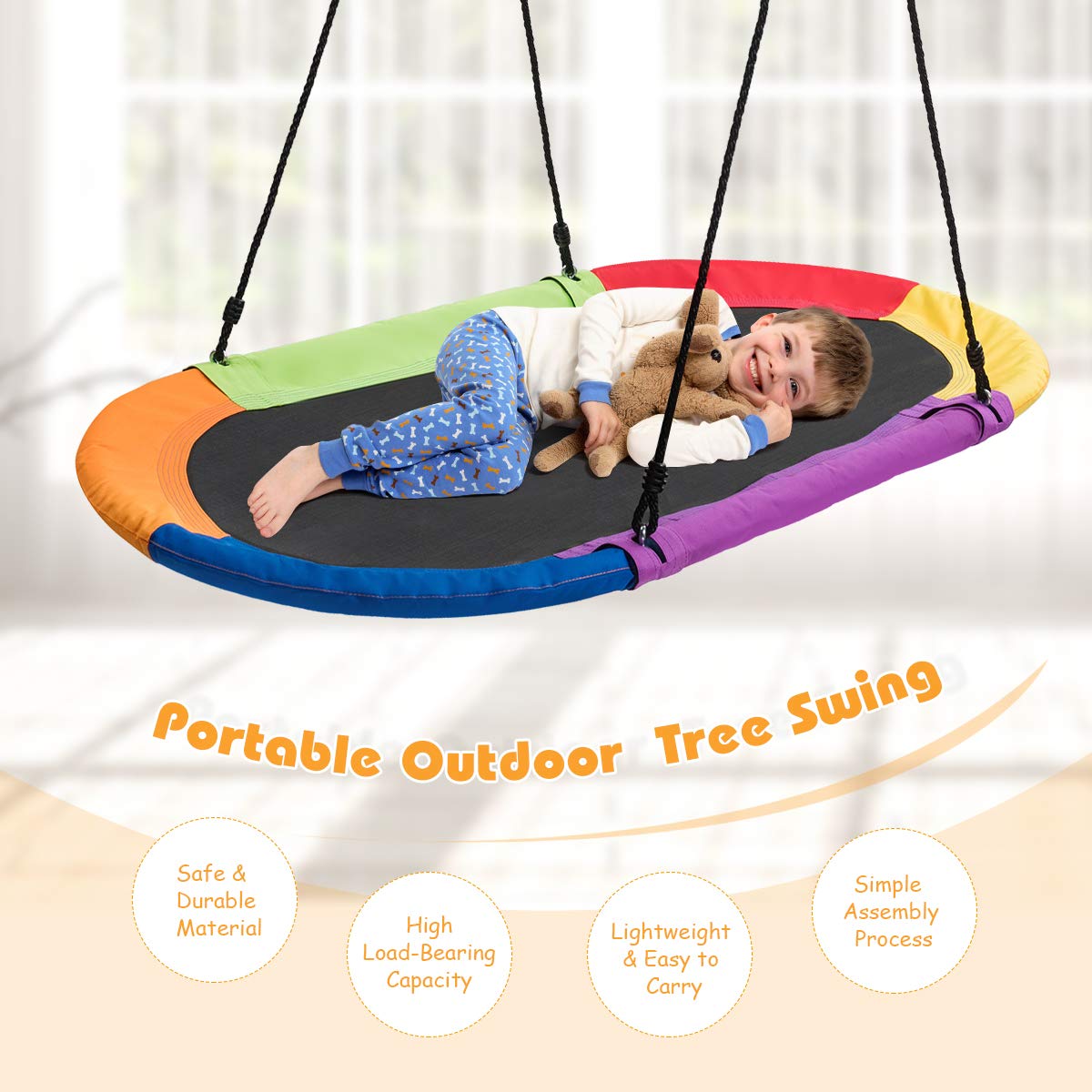 60 inch Kids Nest Swing with Adjustable Hanging Ropes