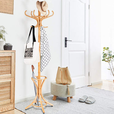 12 Hooks Freestanding Coat Rack with Umbrella Holder