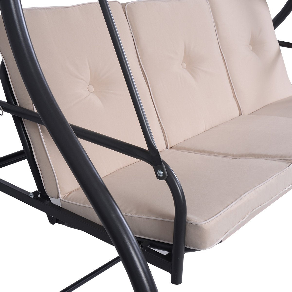 3 Seater Convertible Outdoor Hammock Bench Chair with Adjustable Canopy and Cushions