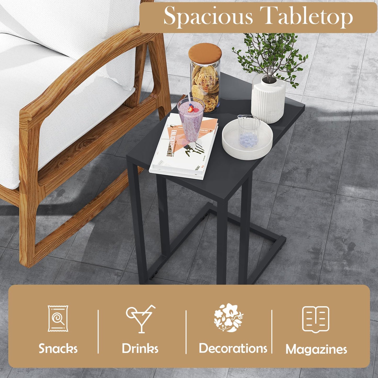 C Shaped Garden Side Table for Living Room