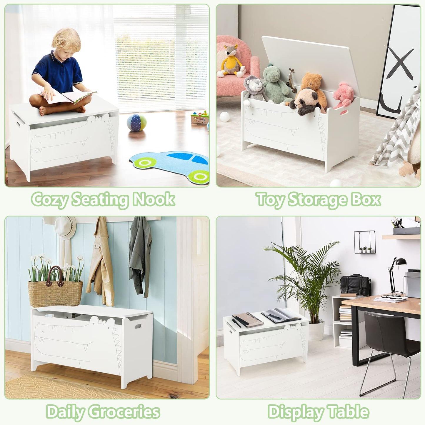 Kids Bench and Storage Chest with Safety Hinged Lid