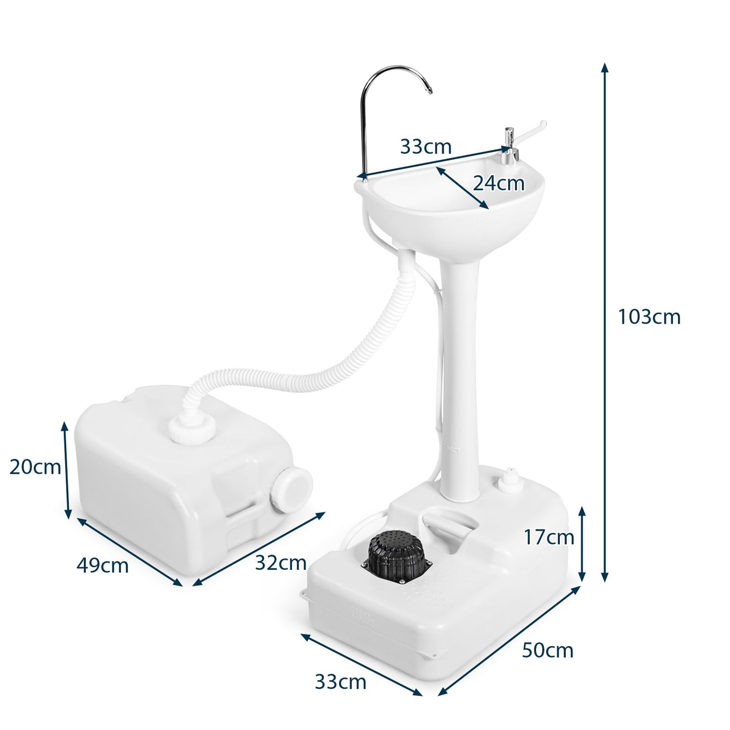 Portable Camping Sink with Rolling Wheels and Running Faucet