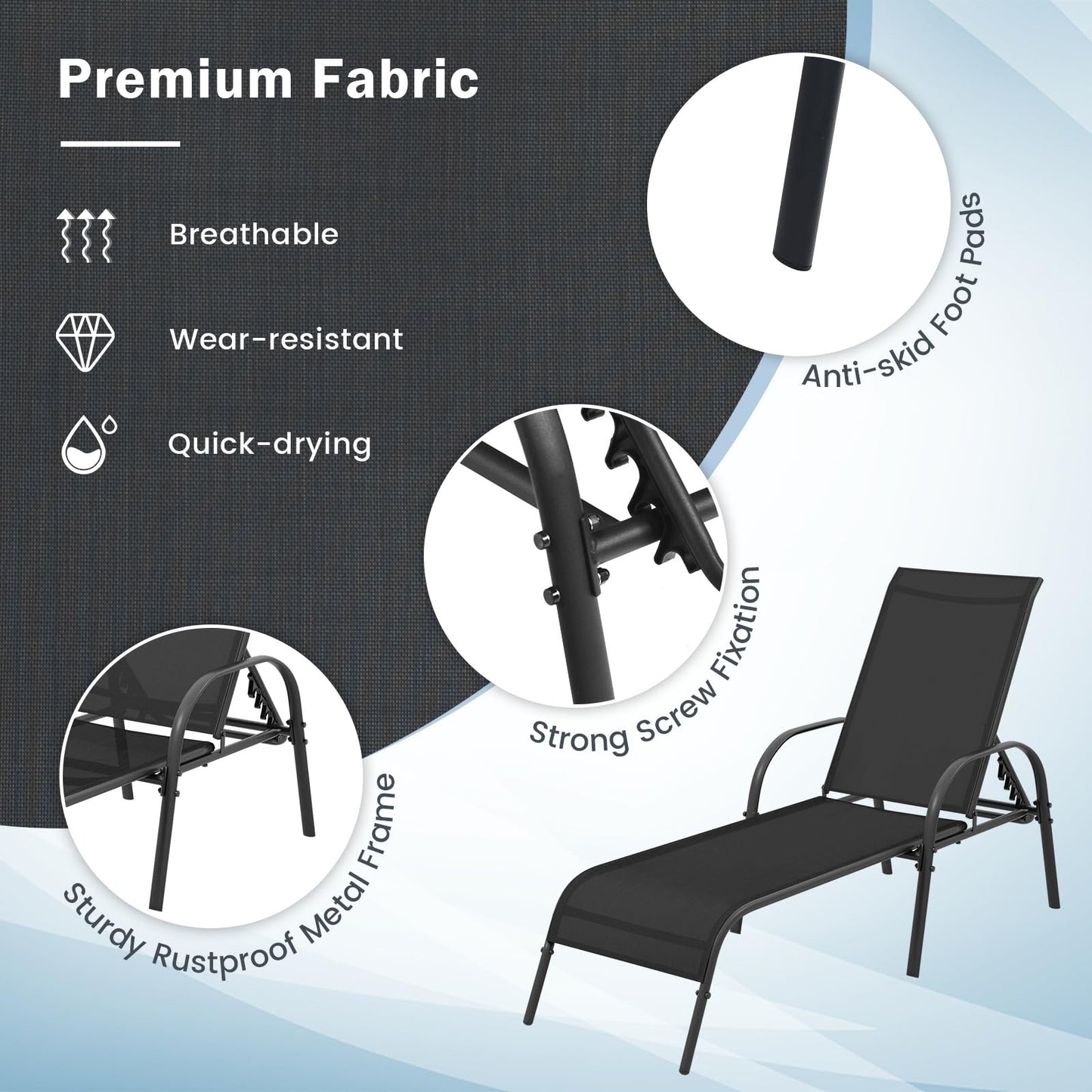 5-Level Adjustable Garden Sun Lounger