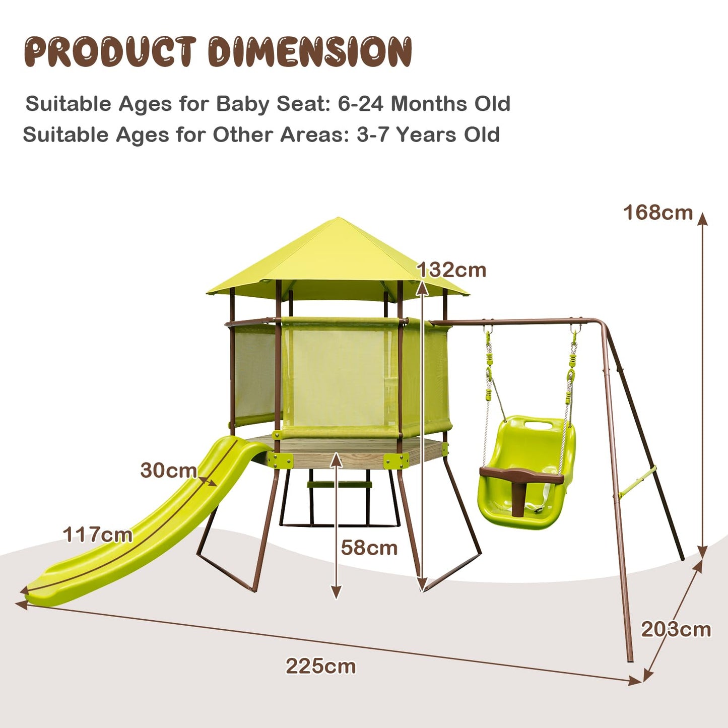 4 in 1 Heavy Duty Metal Swing Frame with Baby Swing