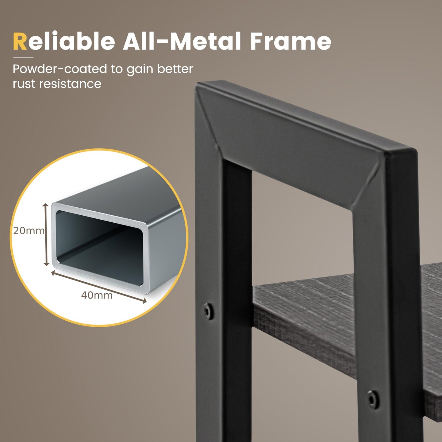 4-Tier Bookshelf with Metal Frame