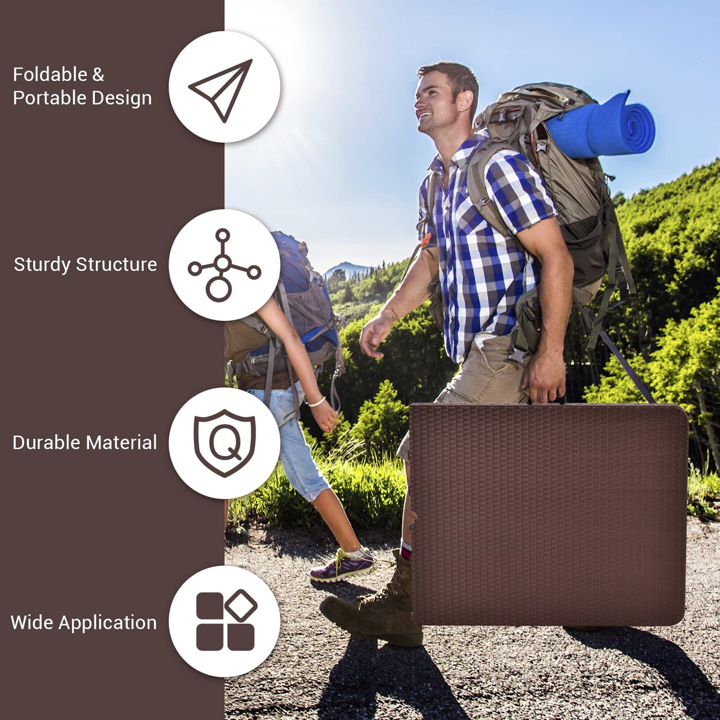 182cm Outdoor Folding Camping Table with Carrying Handles