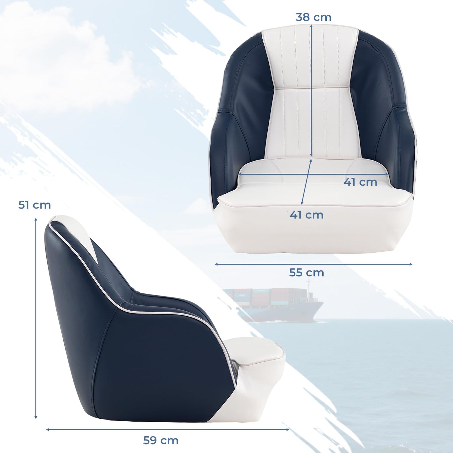 Pontoon Boat Chair with Thickened Sponge Padding