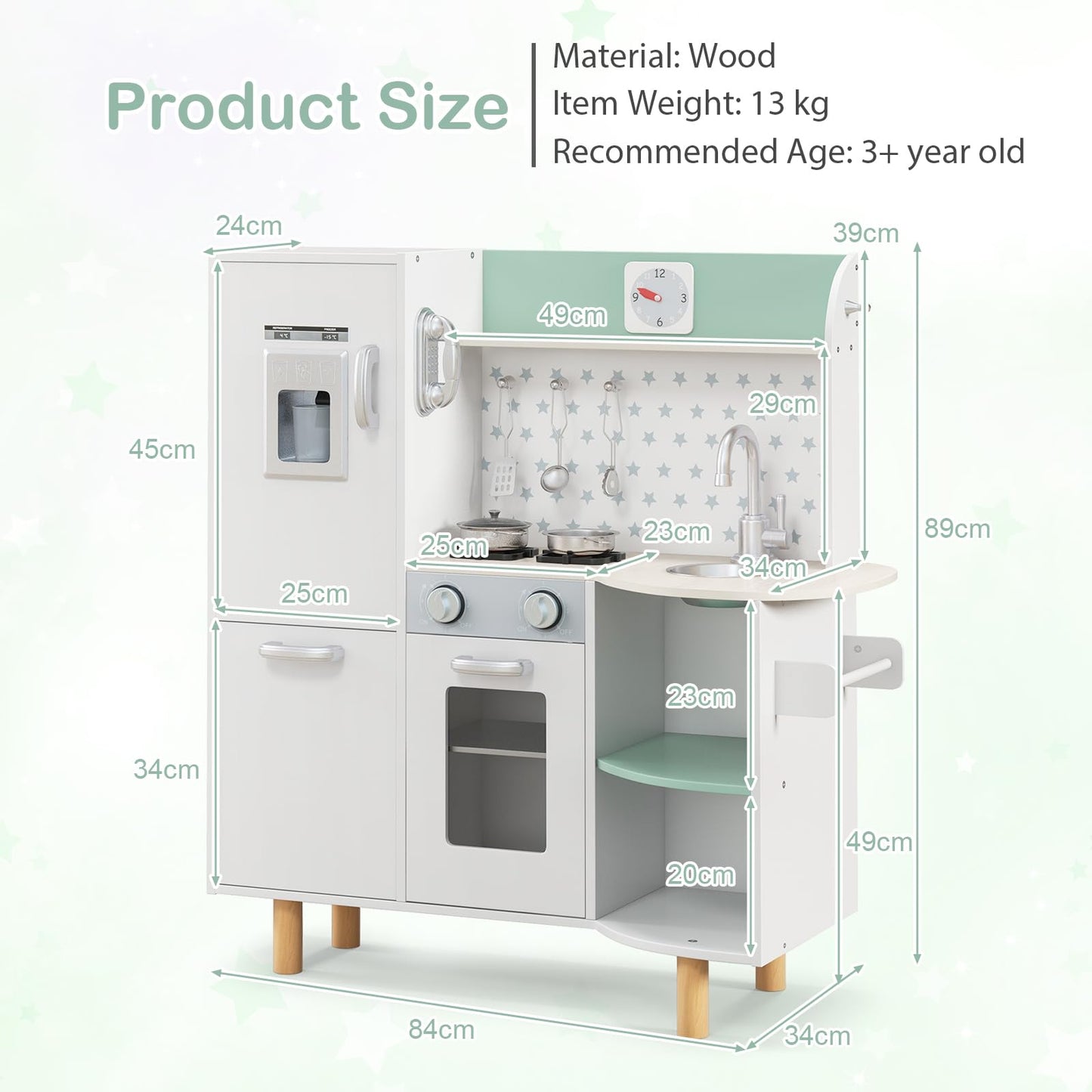 Kids Pretend Kitchen Playset with Stove and Ice Maker