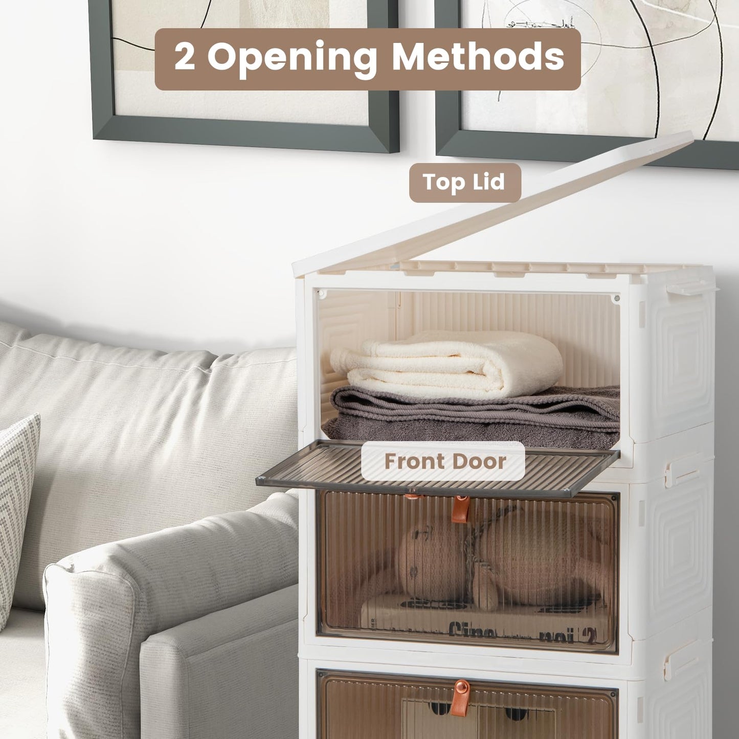 4-Tier Stackable Shoe Storage Box with Lockable Wheels