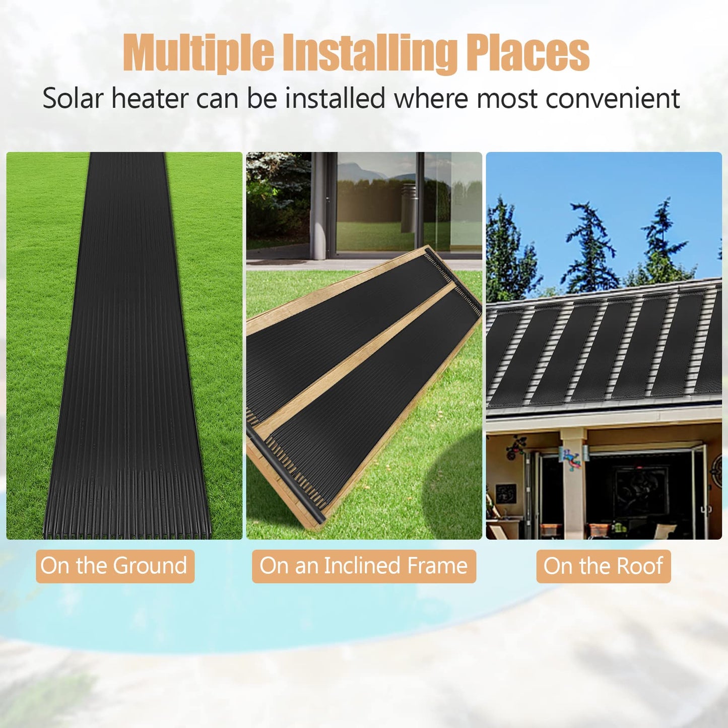3x0.75m Solar Heating Panels with Complete Connecting Kits