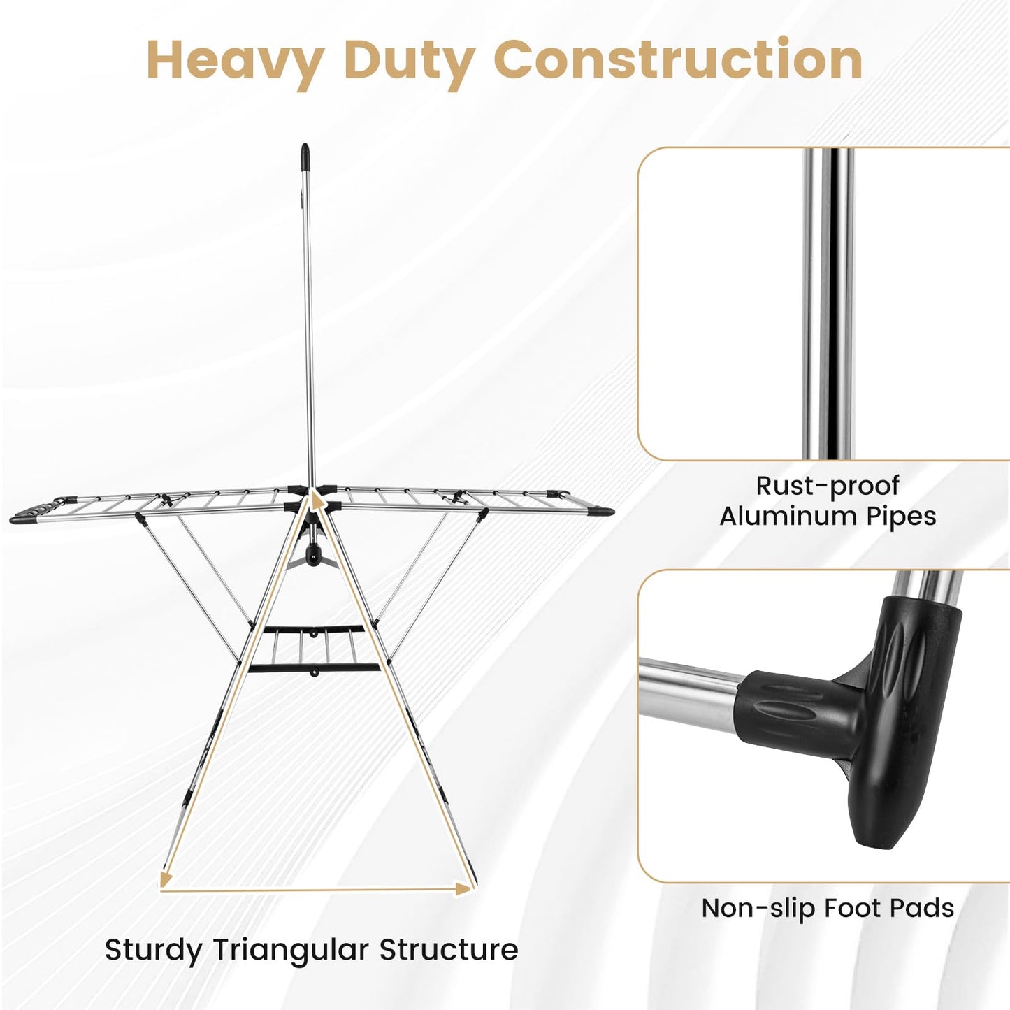 Clothes Drying Rack with 6-Level Adjustable Height