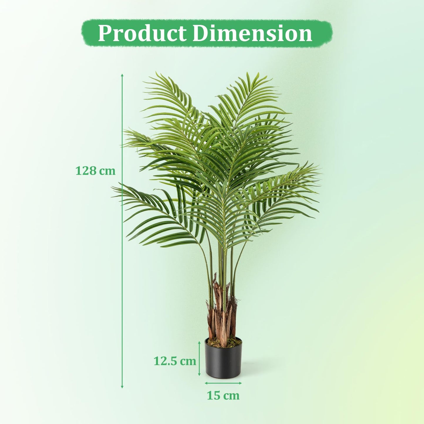 128CM Tall Artificial Palm Paradise Plant with 12 PEVA Leaves and Wide Stable Pot
