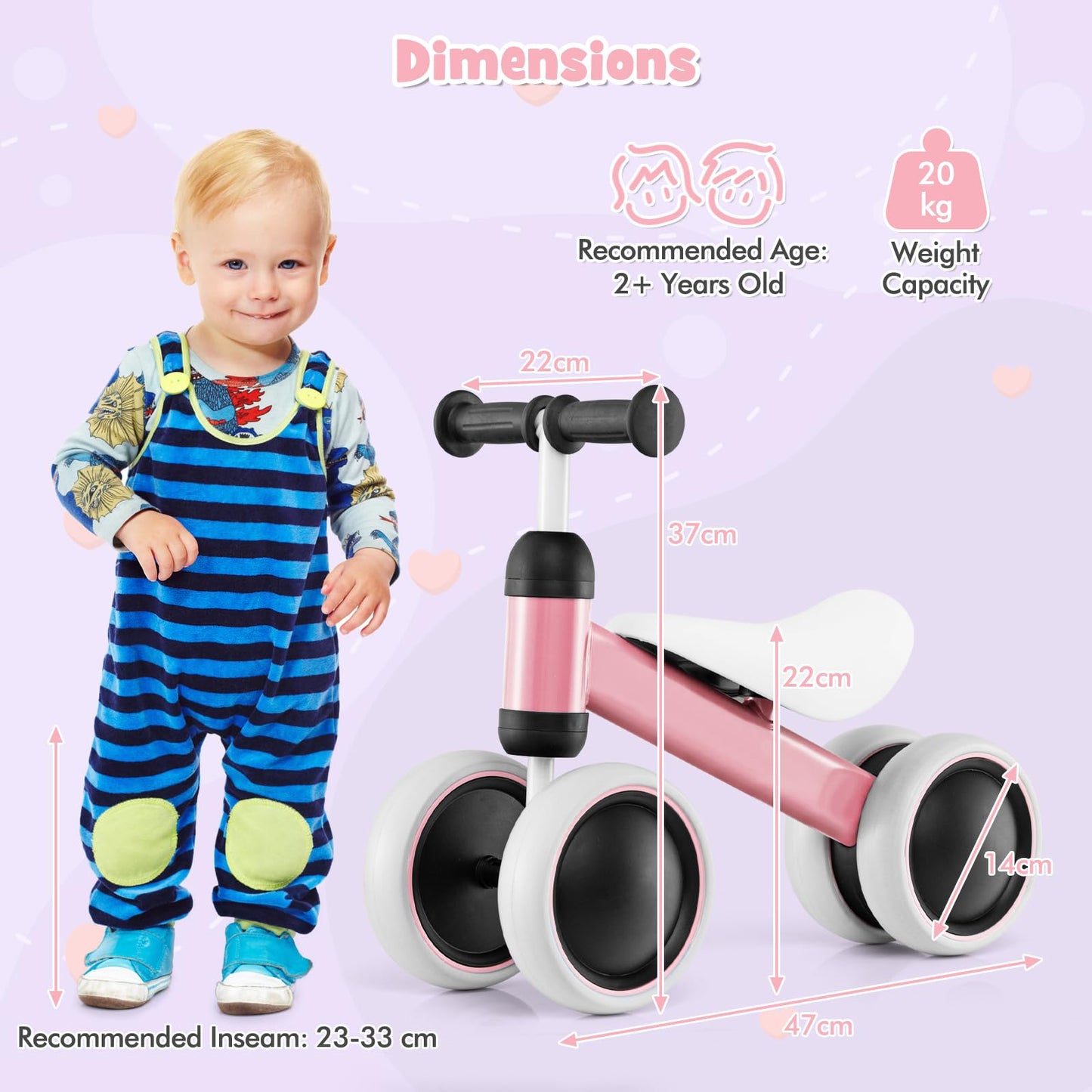 Baby Balance Bike with Soft Seat for 2+ Years Old Boys Girls