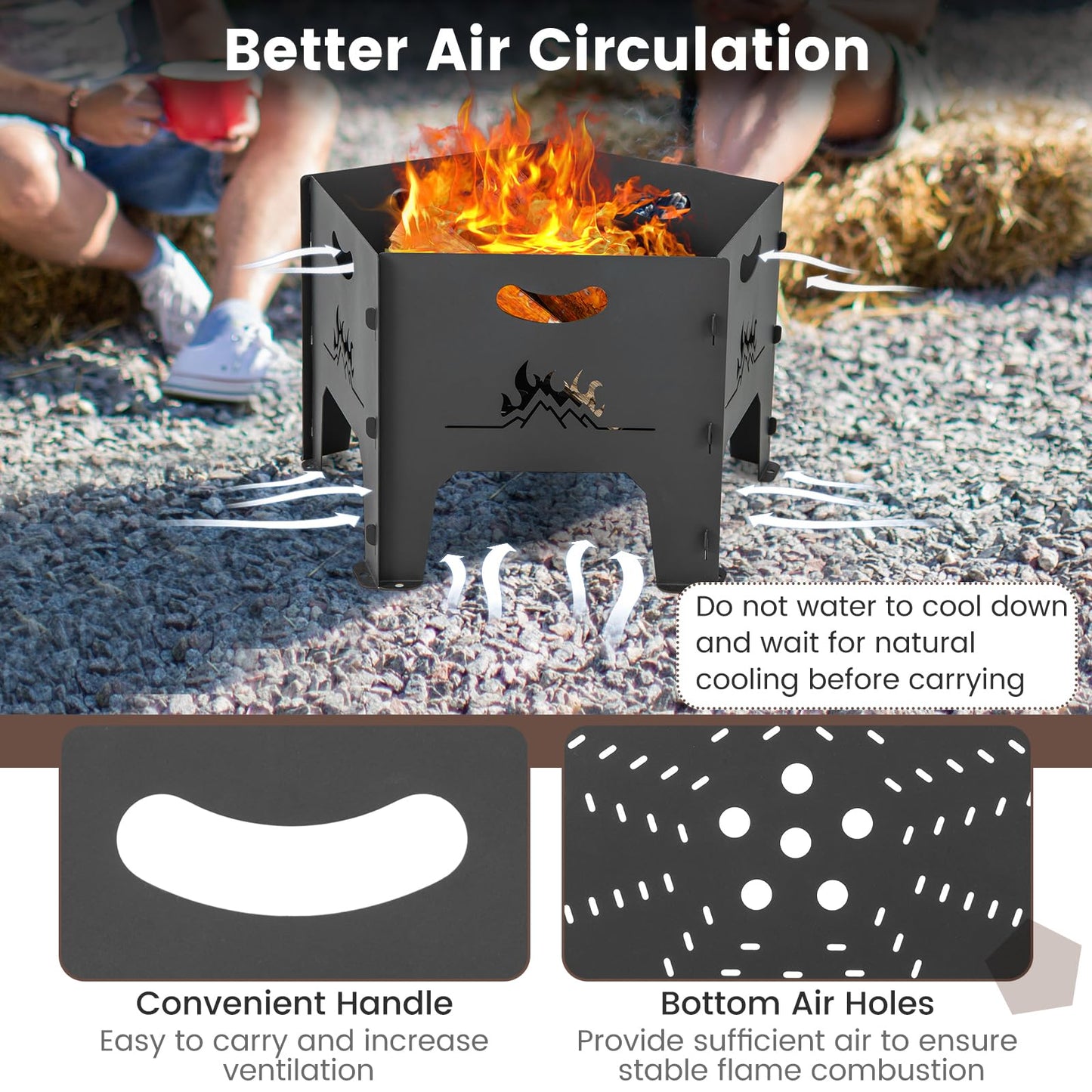 Collapsible Patio Wood Burning Fire Bowl with Carry Bag