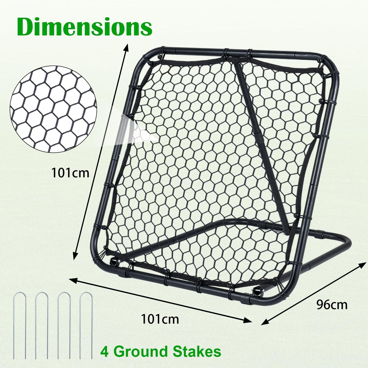 Foldable Football Rebounder Net, Football Training Net with Metal Frame, Adjustable Soccer Target Goal
