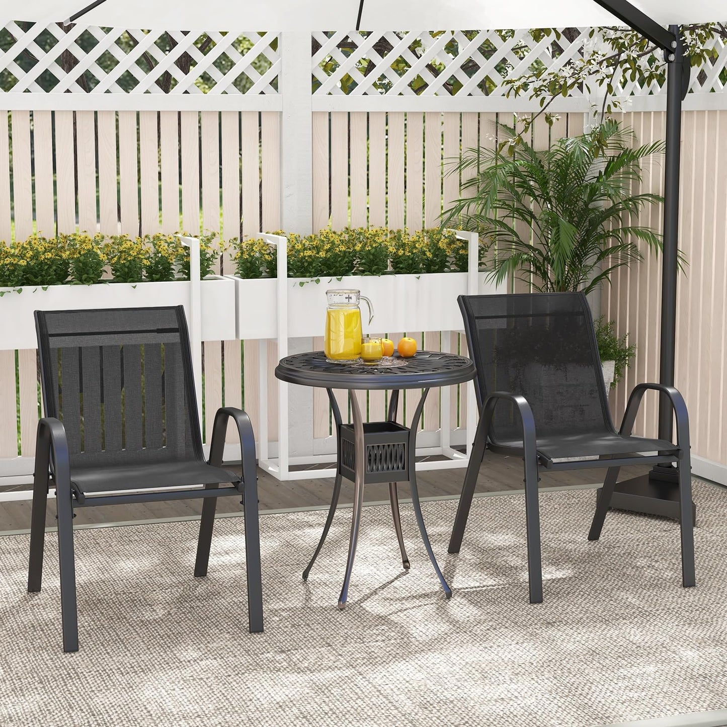 Stackable Outdoor Modern Accent Chairs with Armrests
