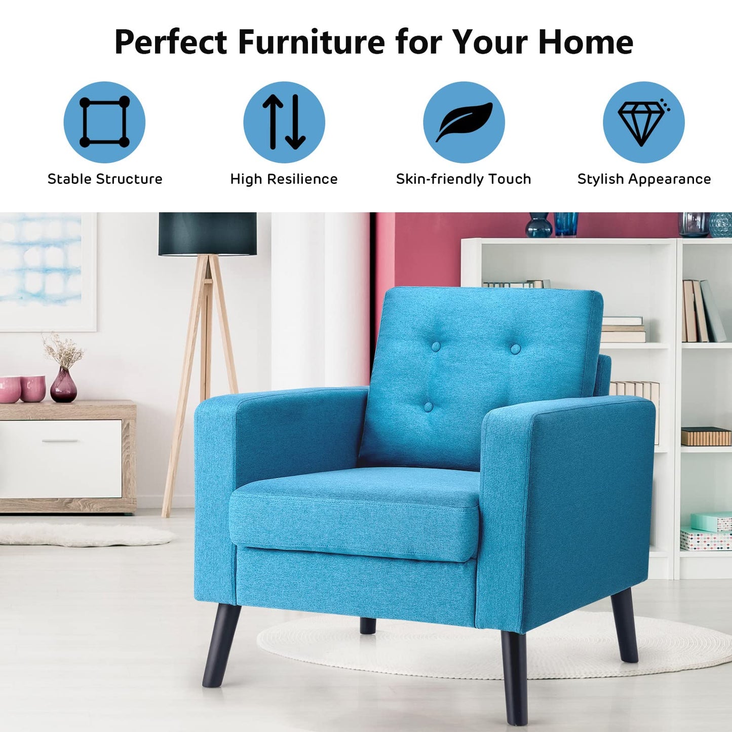 Modern Upholstered Accent Sofa Chair for Living Room