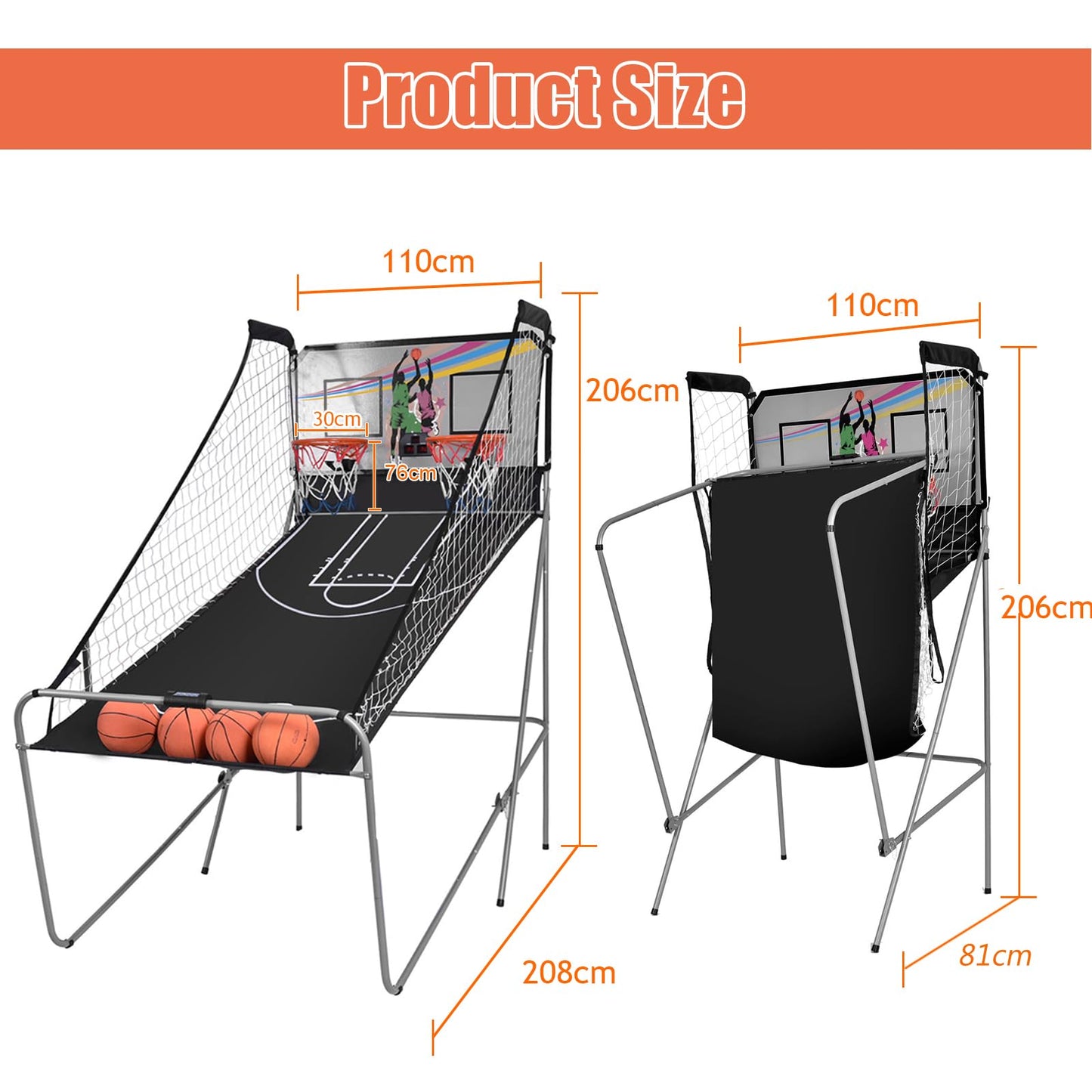 Dual Shot Electronic Foldable Basketball Arcade Game