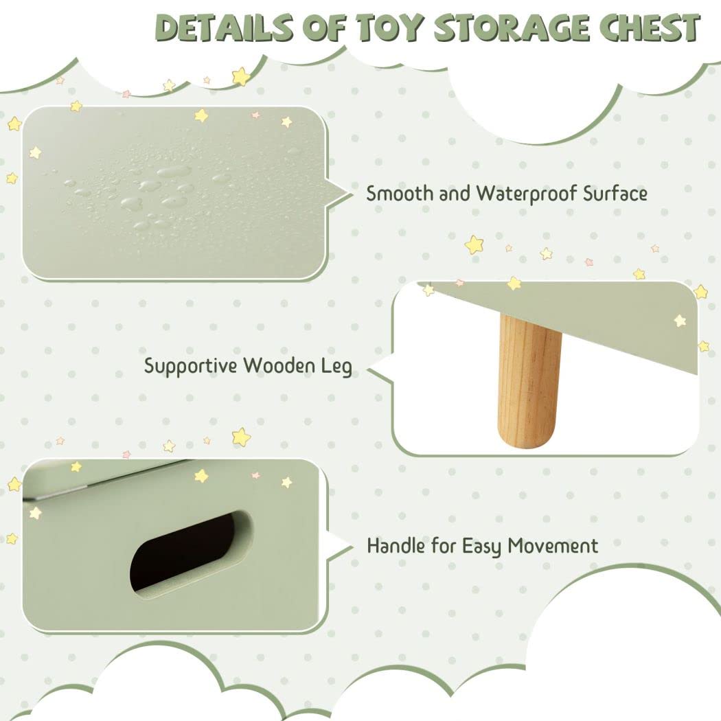 Giantex Wooden Toy Box Kids Storage Chest with Flip-top Lid Multifunctional Children's Organizer