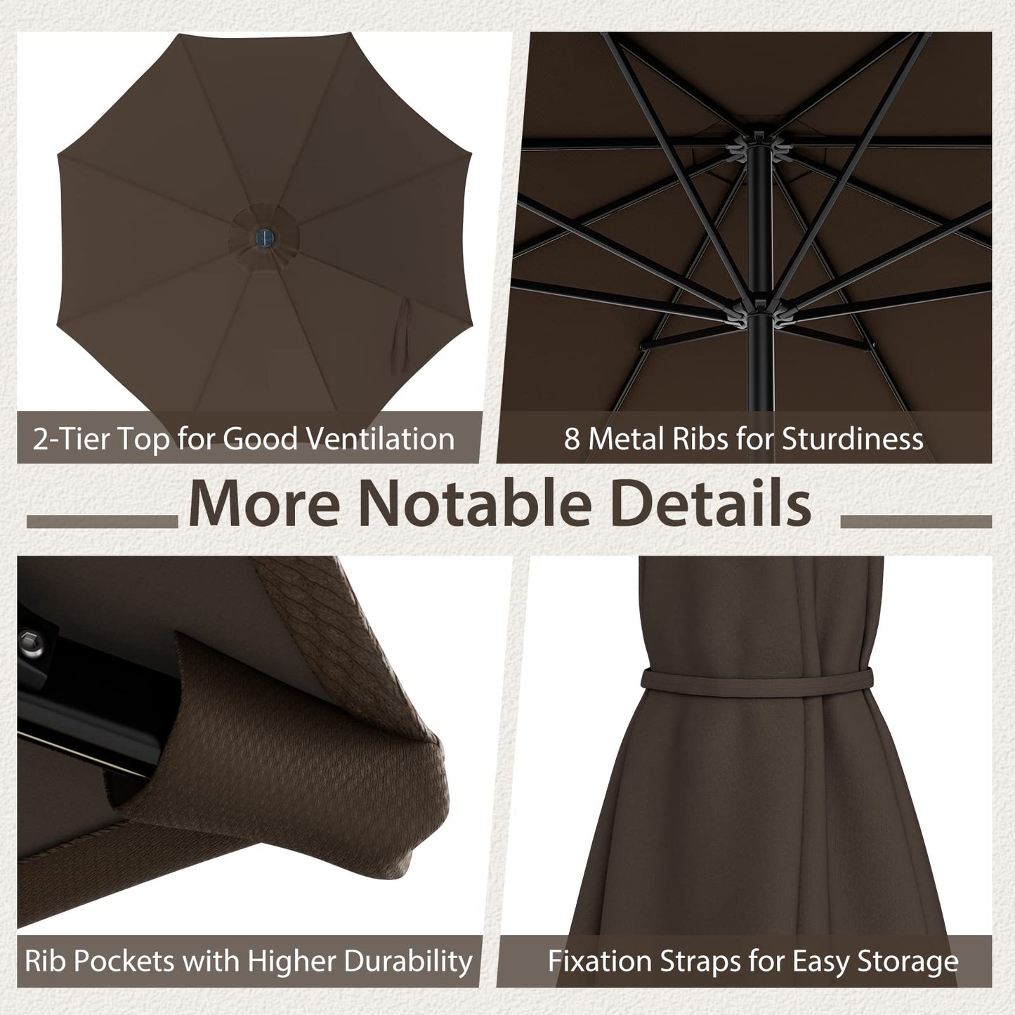 112 Solar Powered LED Lights Patio Umbrella with Tilt