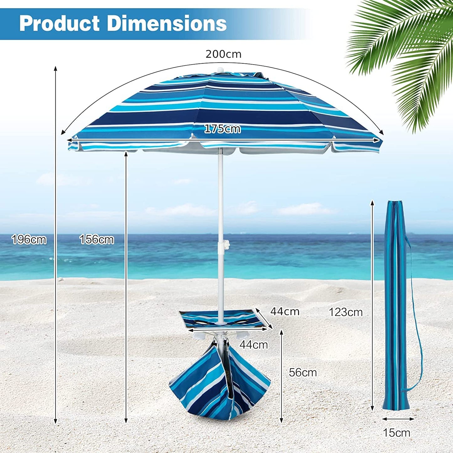 GiantexUK 2M Beach Umbrella