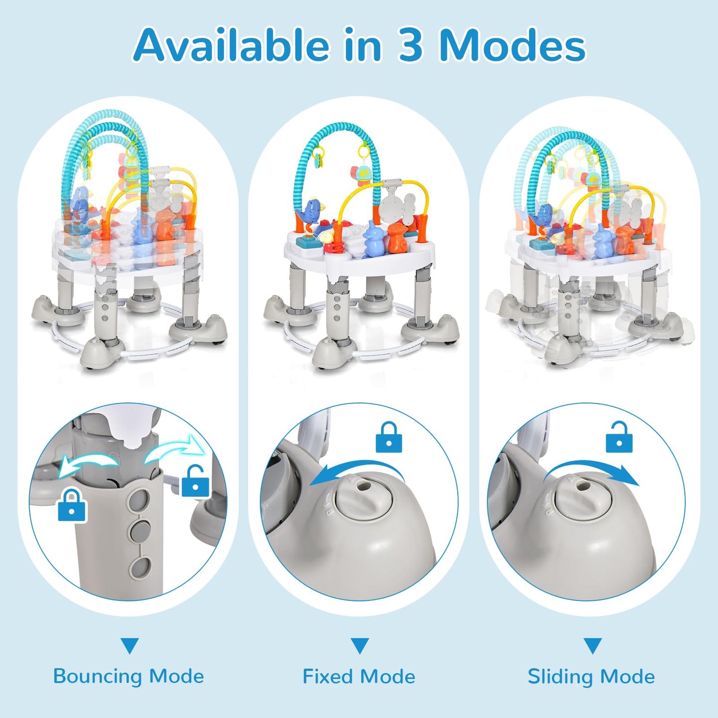 4-in-1 Baby Walker with 3-Level Adjustable Height