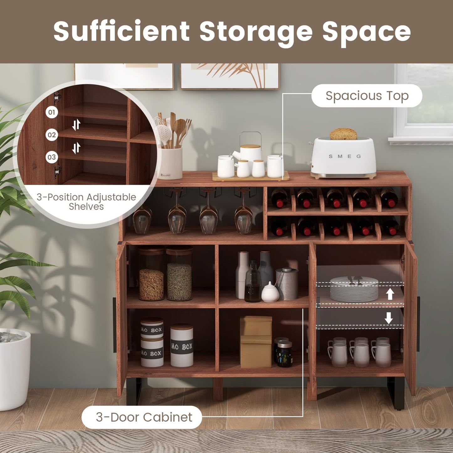 Wooden Storage Cabinet for Dining Room