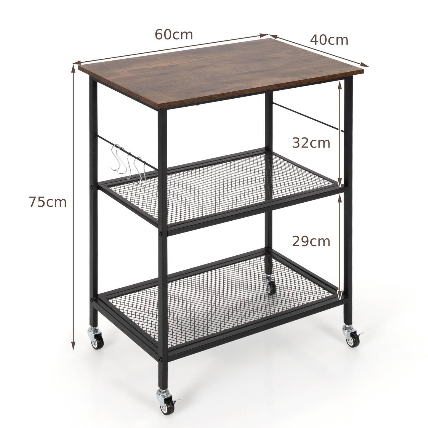 GiantexUK 3 Tier Serving Cart Microwave Stand with Shelves