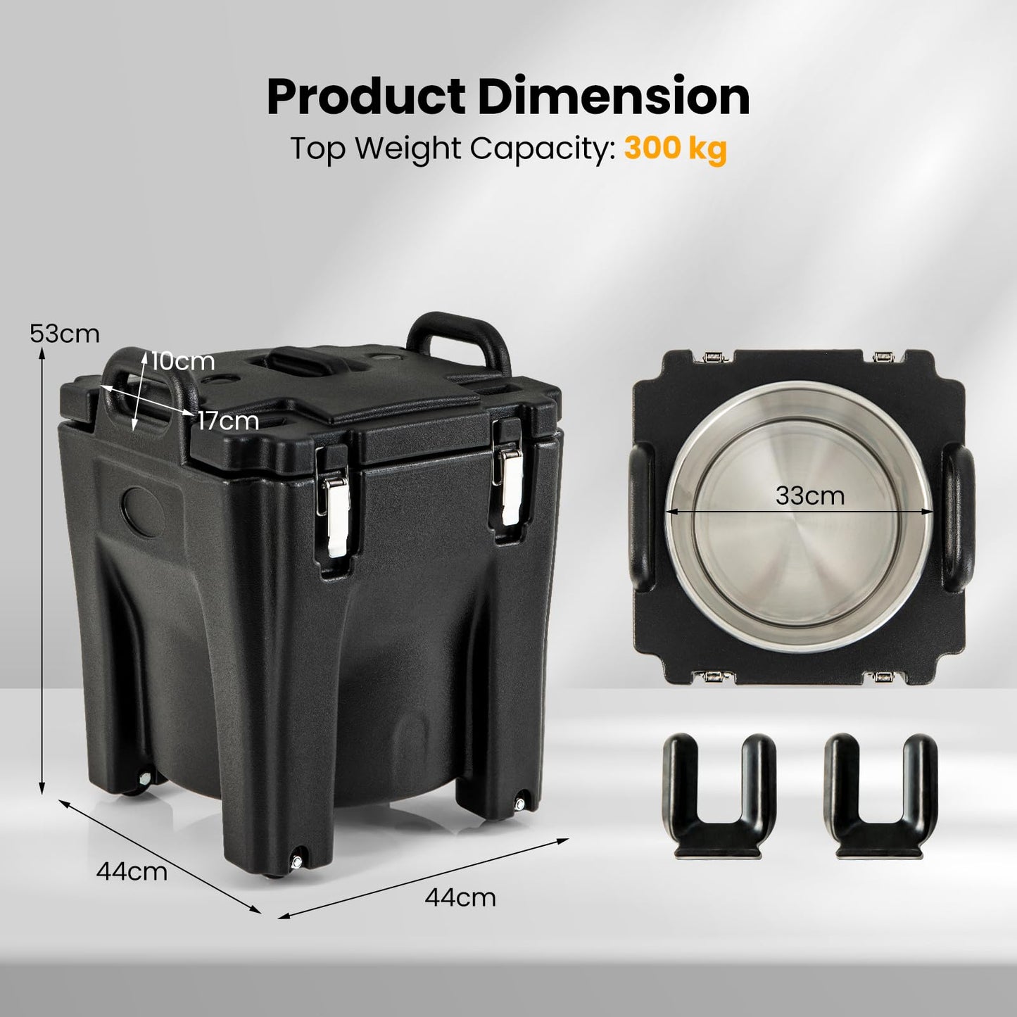 30L Portable Food Warmer with Stainless Steel Barrel for Catering Banquets Parties Camping