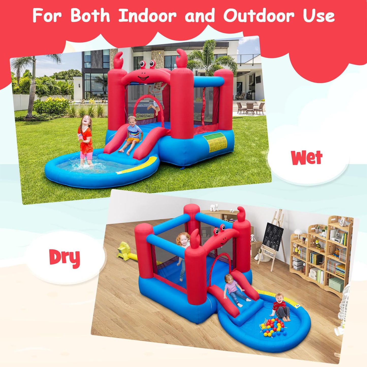 Crab-themed Water Park with Slide and Splashing Pools