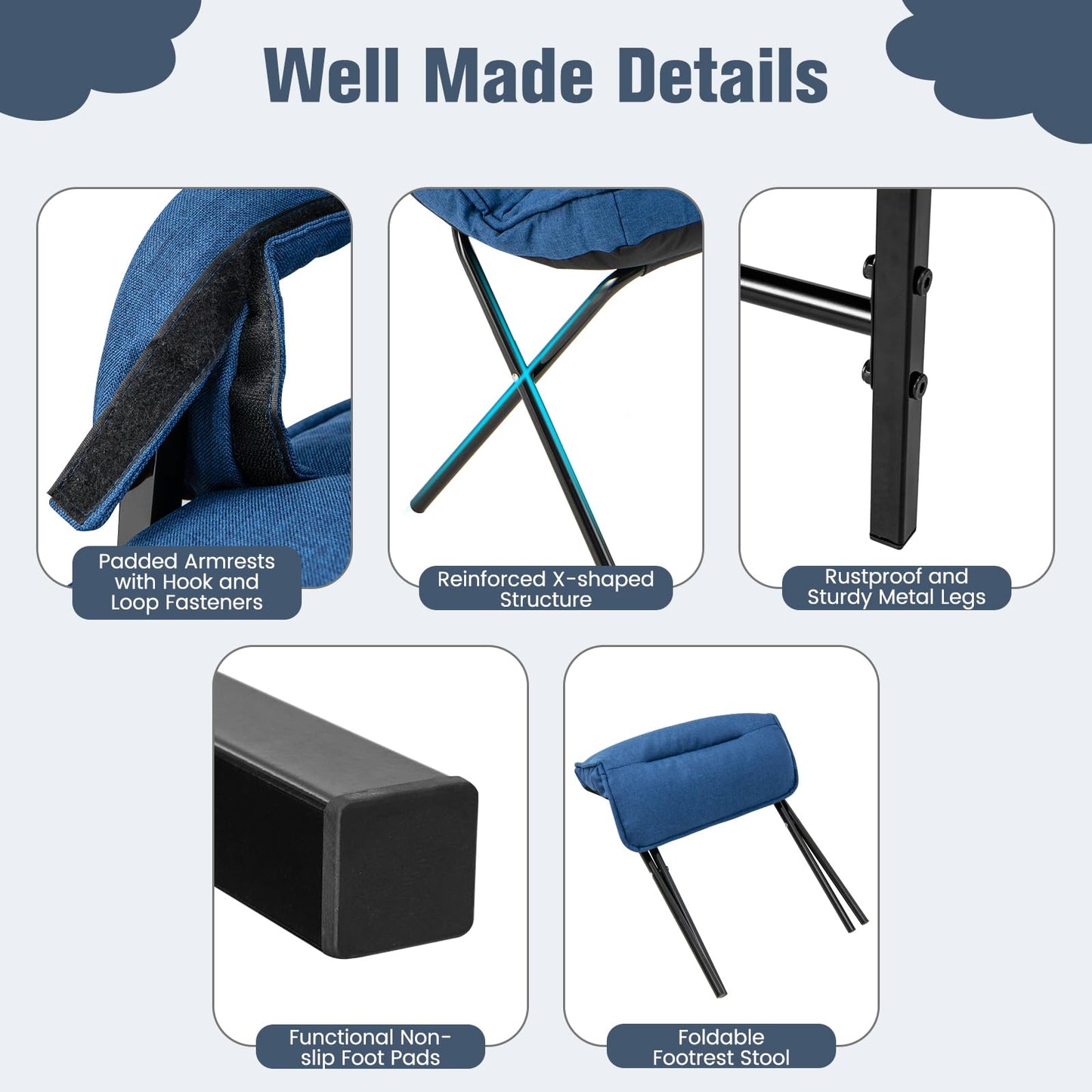Modern Accent Chair Linen Fabric Arm Chair with Ottoman