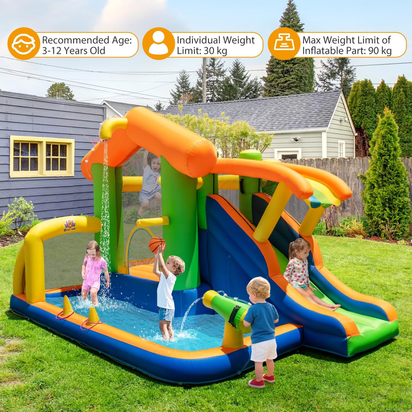8 in 1 Kids Bouncy Castle with Slide