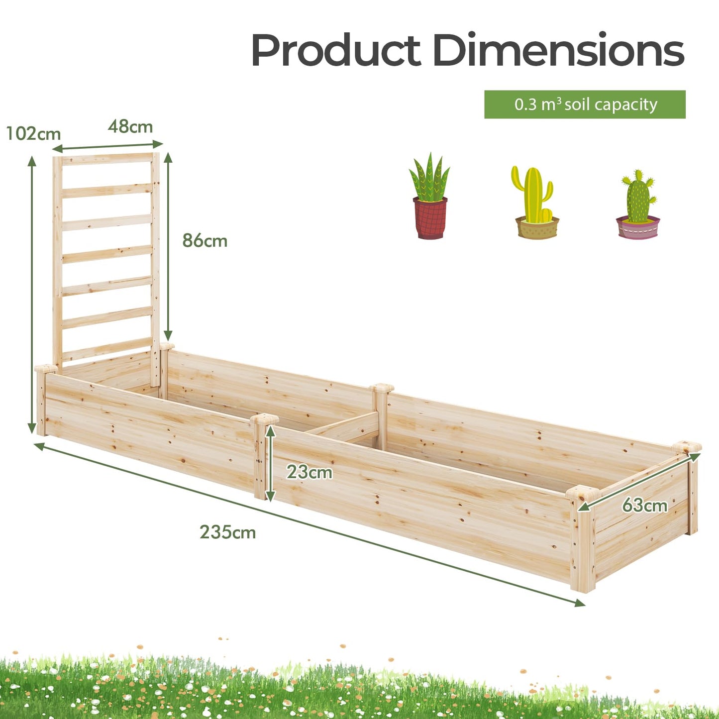 Raised Garden Bed with Planter Box and Trellis
