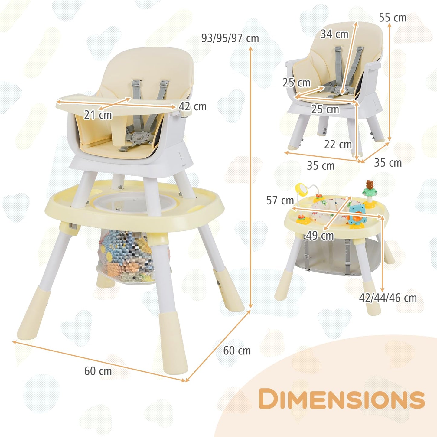 16 in 1 Convertible Highchair/Table Chair Set/Building Block Table/Booster Seat with Removable Tray