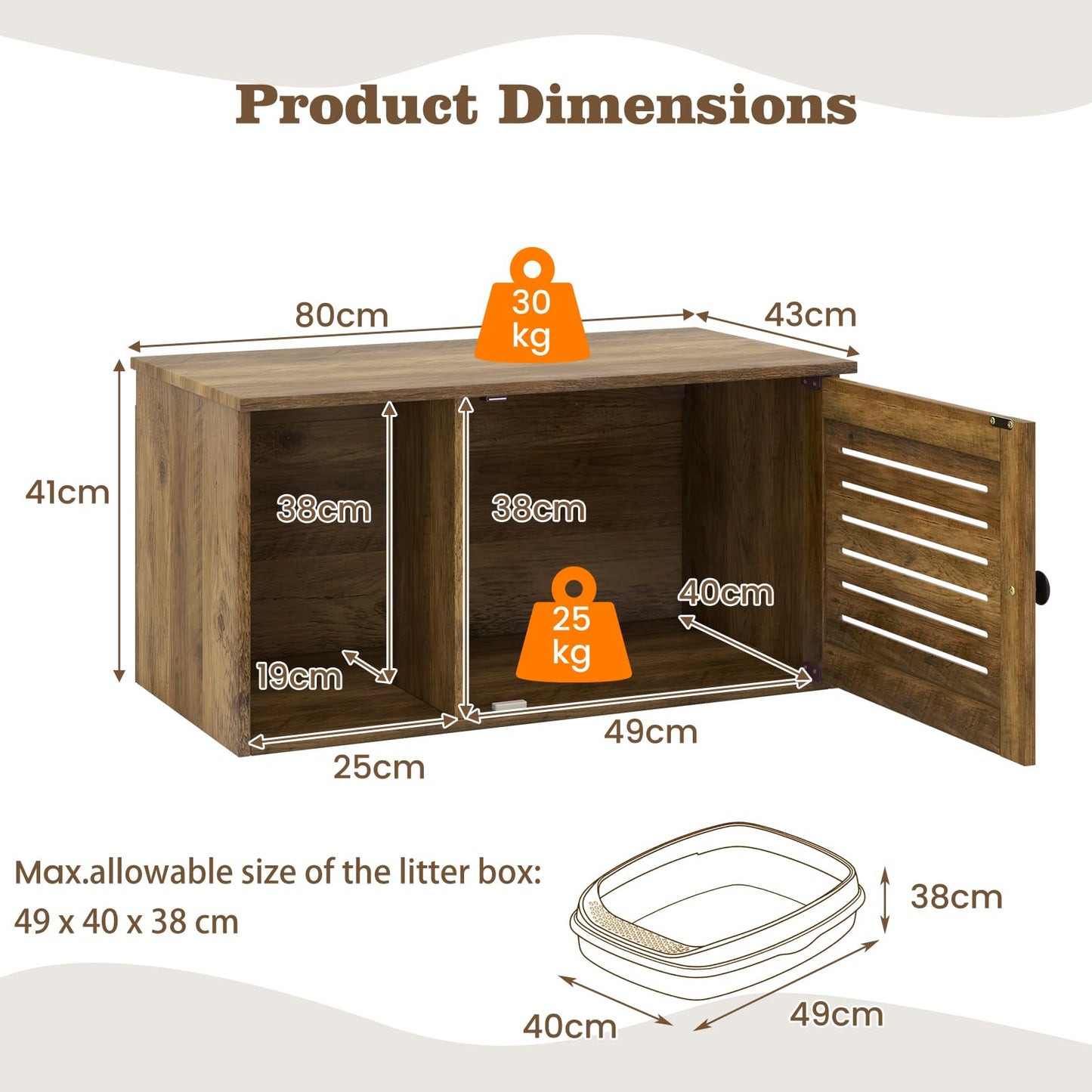 Cat Litter Box Enclosure Hidden Cat Washroom with Winding Entry