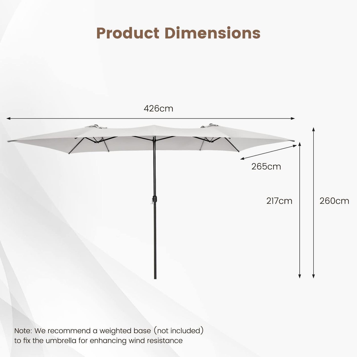 4.3m Double-Sided Patio Umbrella with Crank Handle & Vented Tops