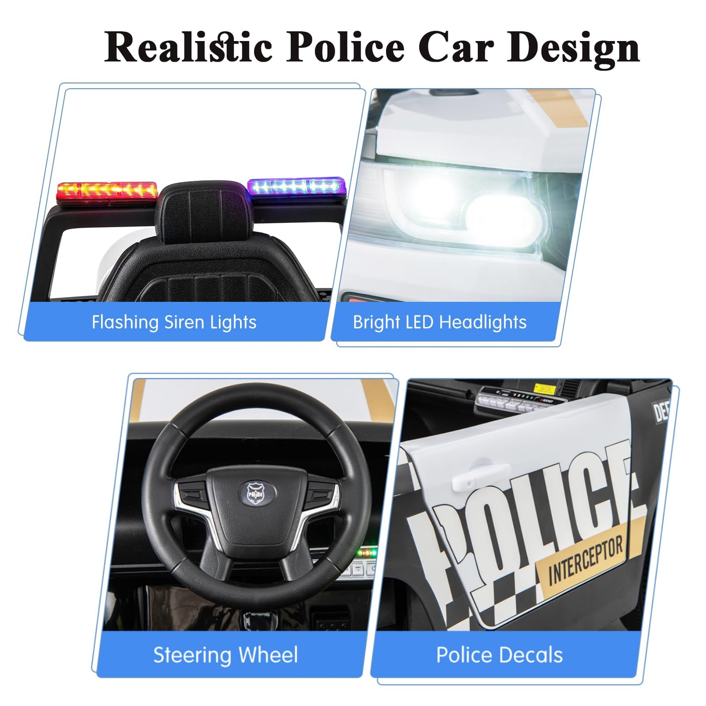 12V Kid Ride on Police Car with Remote Control for Children