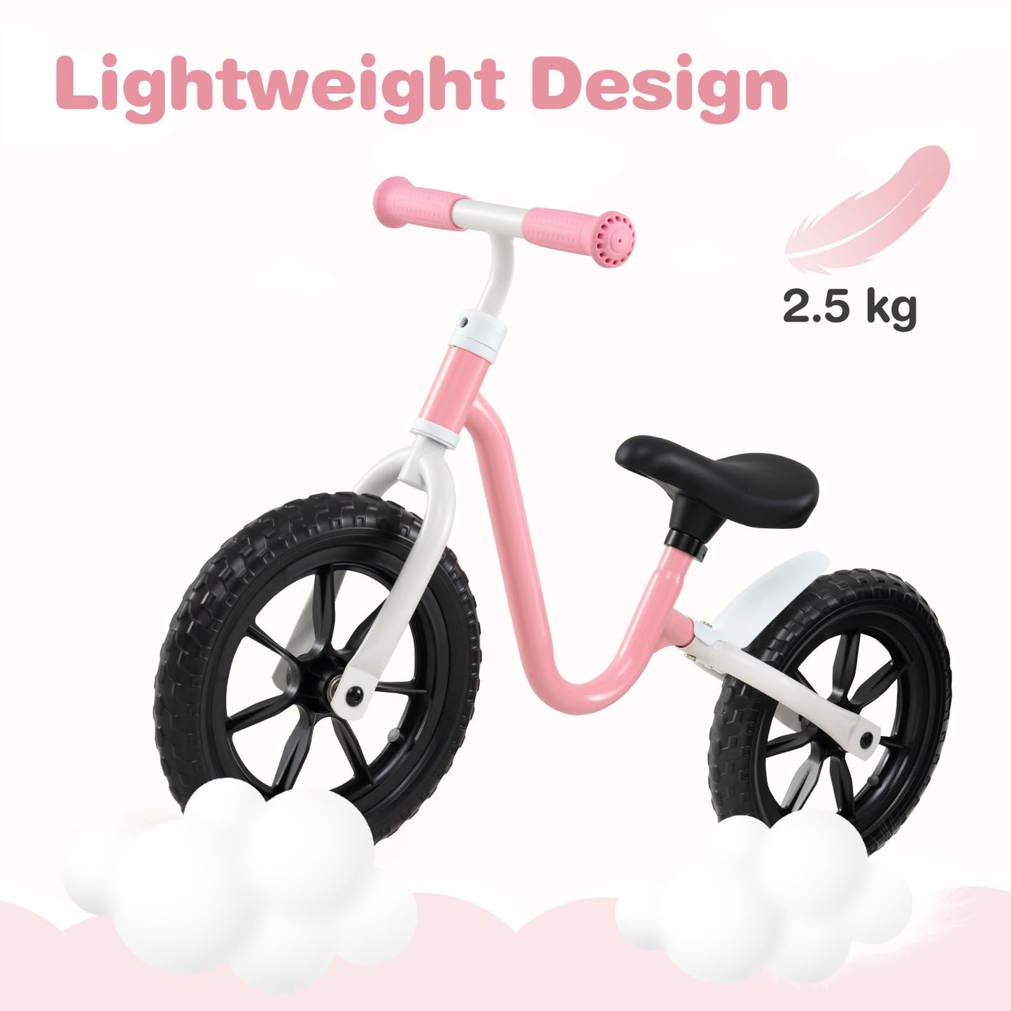 12 Inch Balance Bike No Pedal Training Bicycle with Adjustable Handle and Seat