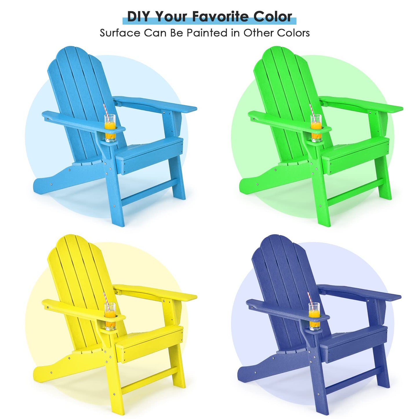 Weather Resistant Adirondack Chair with Built-in Cup Holder