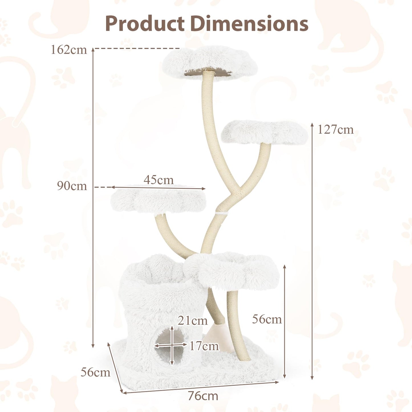 162cm Multi-Level Cats Climbing Tower with Condo for Indoor Kittens