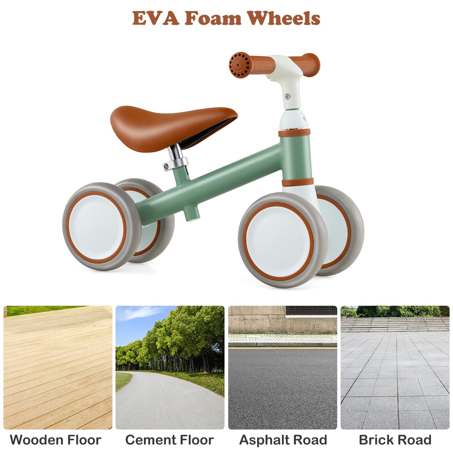 Baby Balance Bike with Height Adjustable Handle and Seat