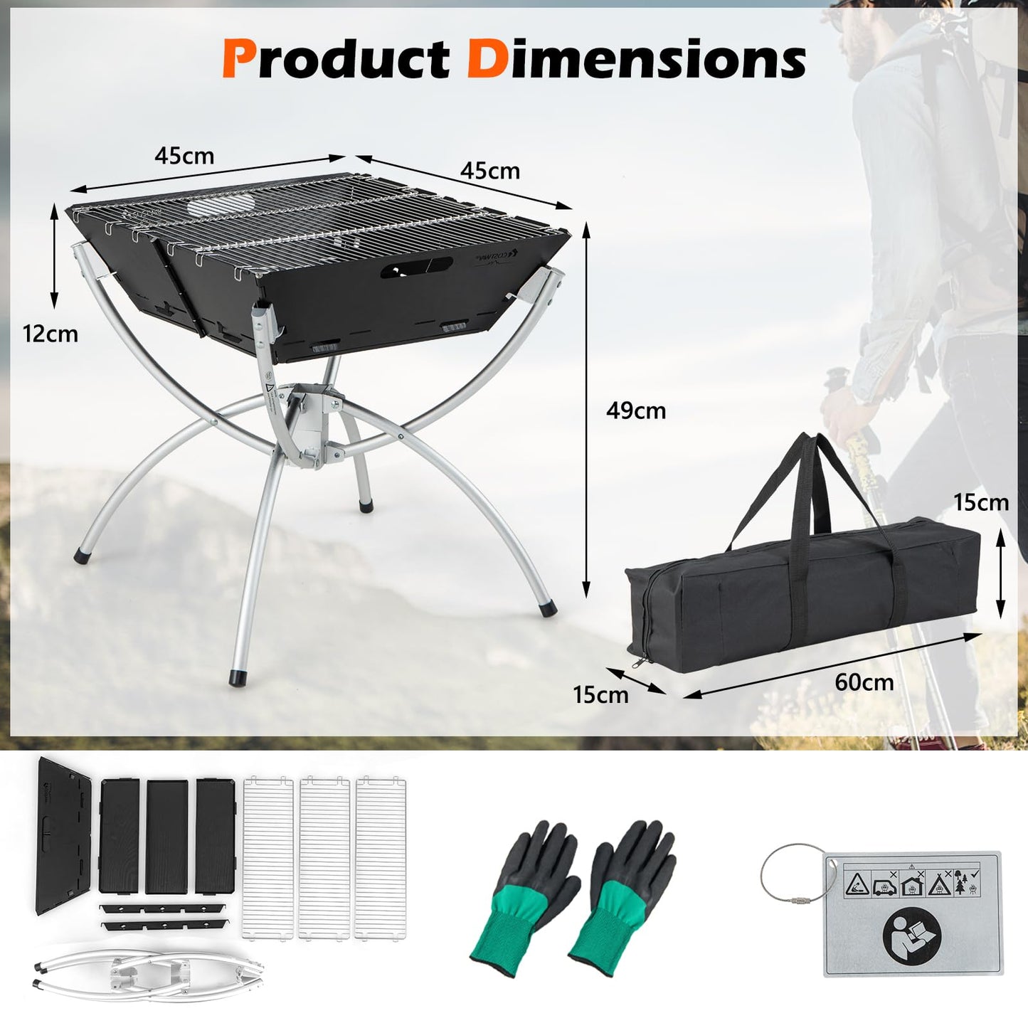 3-In-1 Stainless Steel Portable Campfire Grill with Cooking Grills