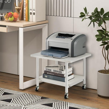 2 Tier Wooden Printer Stand with 360° Swivel Casters