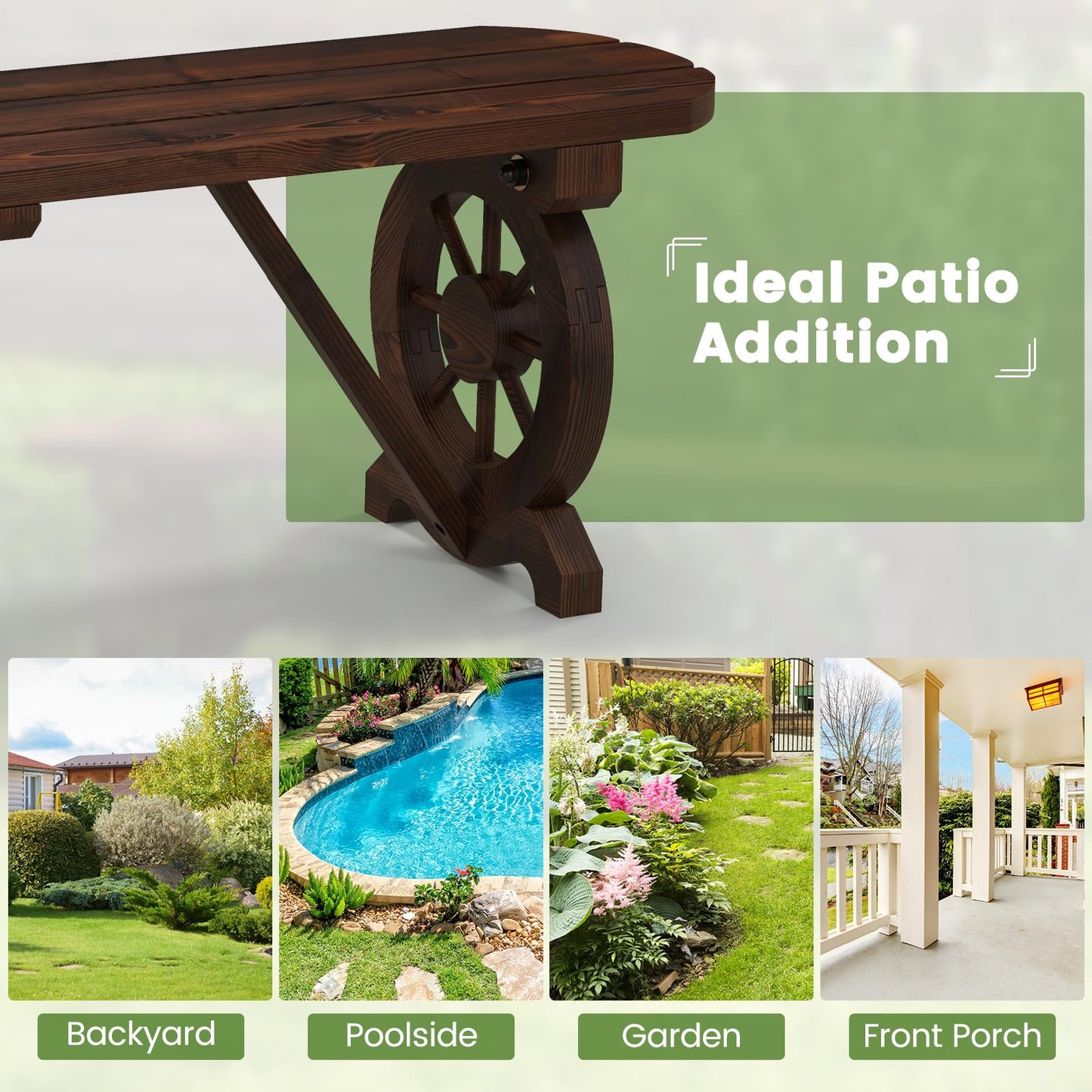 Wagon Wheel Shape 2-Seater Garden Bench