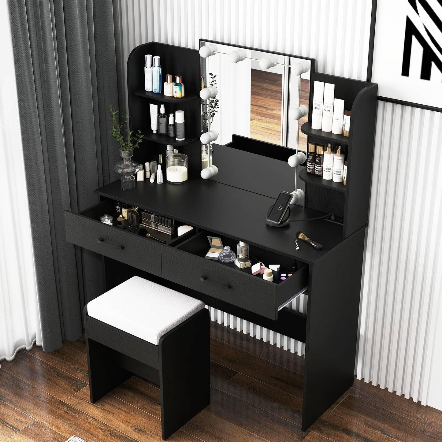 Vanity Set with 3-Color Lighting and Adjustable Brightness