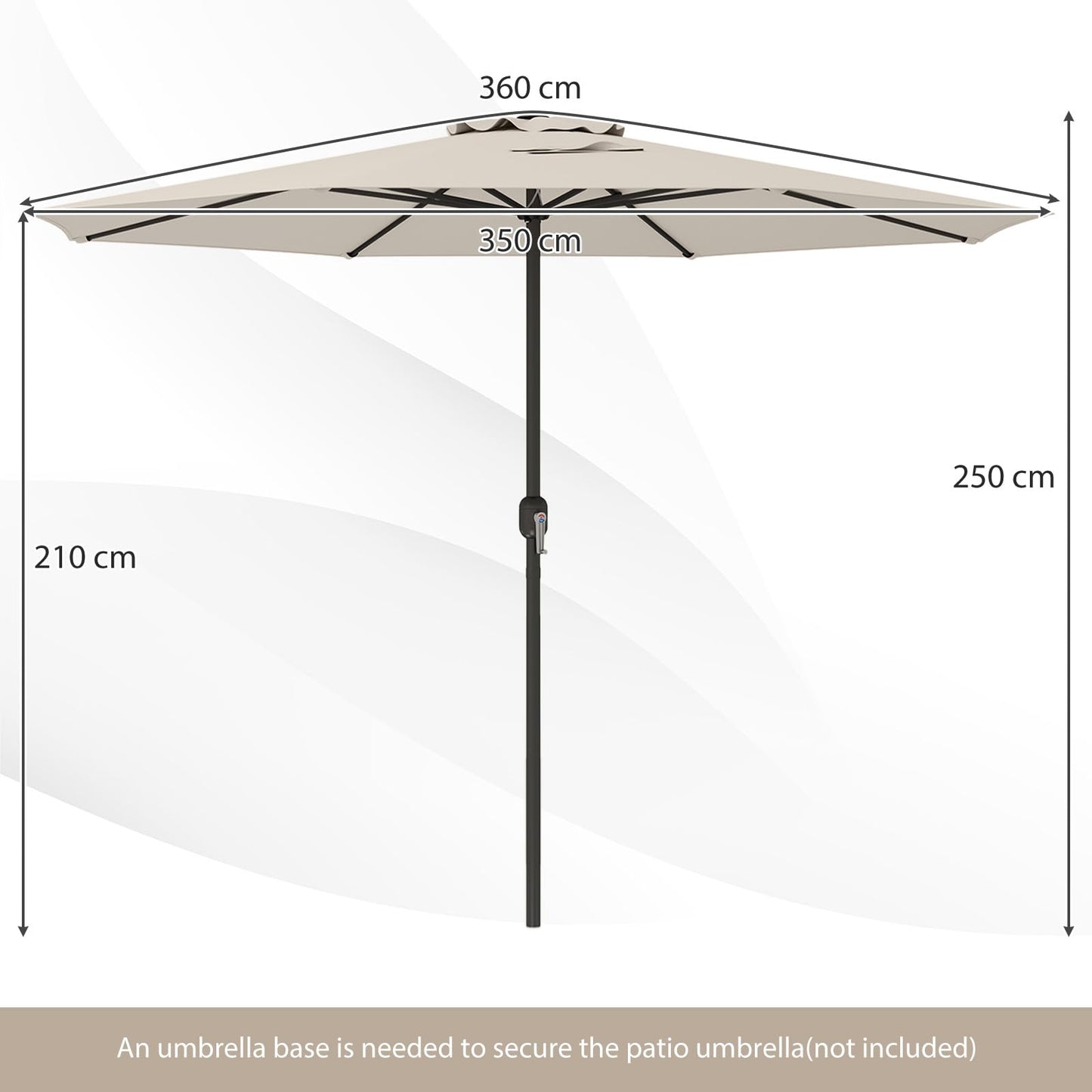 3.5M Water-resistant Patio Umbrella with Crank Handle