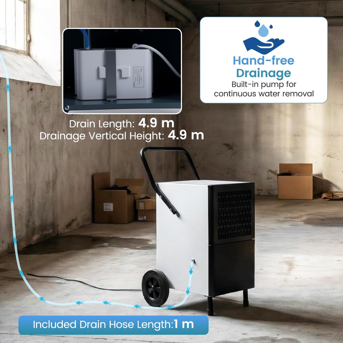 80L/Day Commercial Dehumidifier, 400m² Coverage Industrial Dehumidifiers