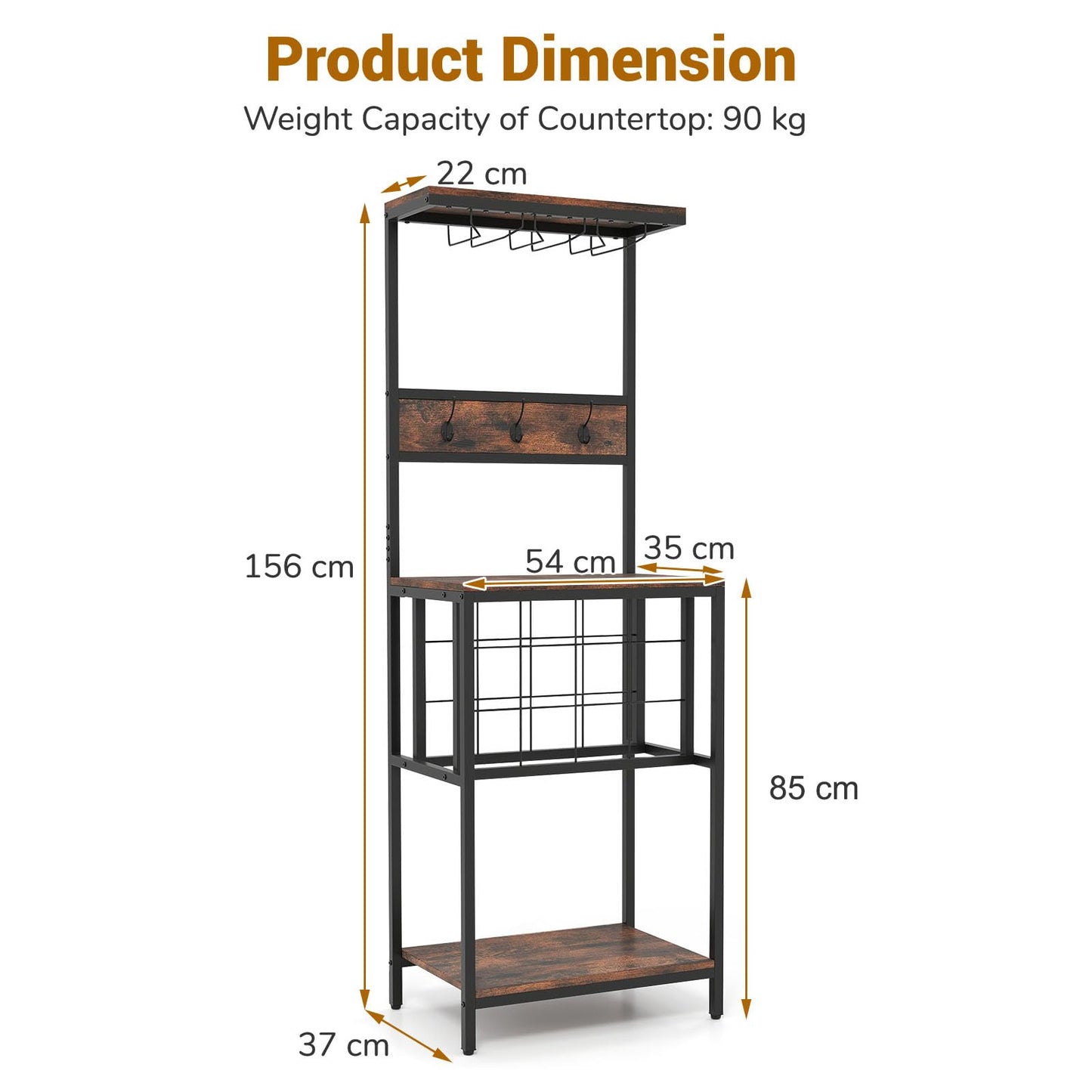 Floor Wine Bar Cabinet with Glass Racks and Wine Bottle Holders